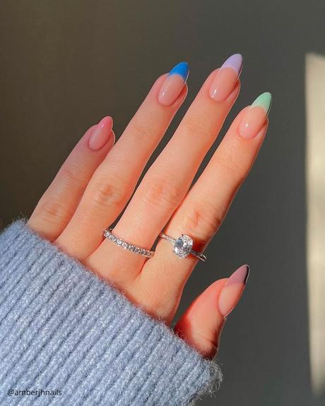 french tip nails colorful simple amberjhnails