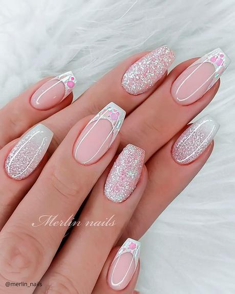 french tip nails sparkling merlin nails