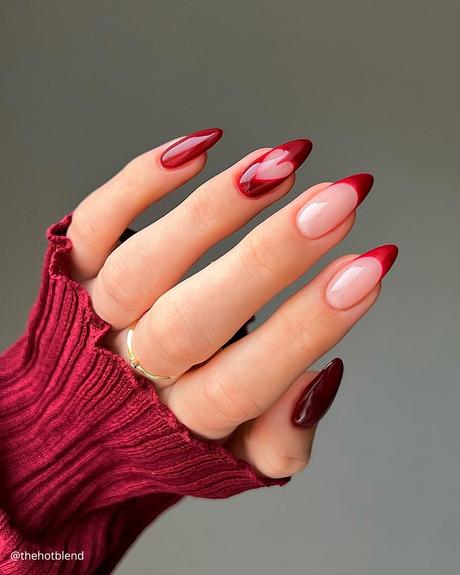 french tip nails red blood thehotblend