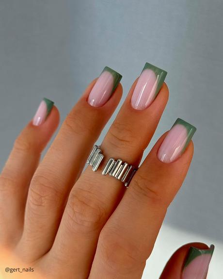 french tip nails dark green gert nails