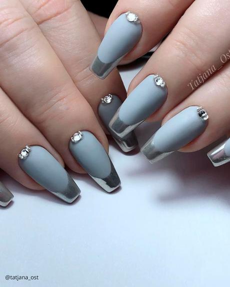 french tip nails silver and gray tatjana ost