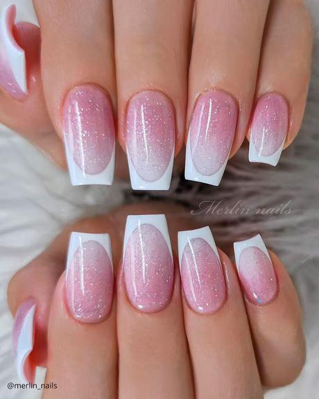 french tip nails pink ombre merlin nails