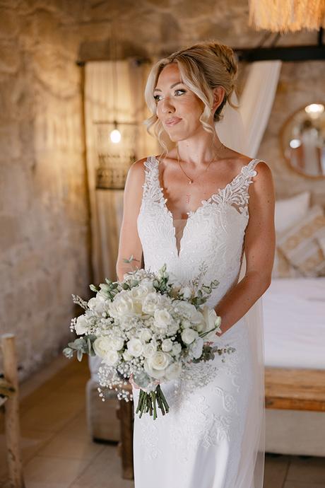 Intimate wedding in Paphos with pretty white florals | Emma & Connor