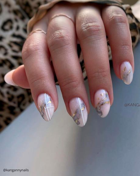 milky white nails watercolor effect kangannynails