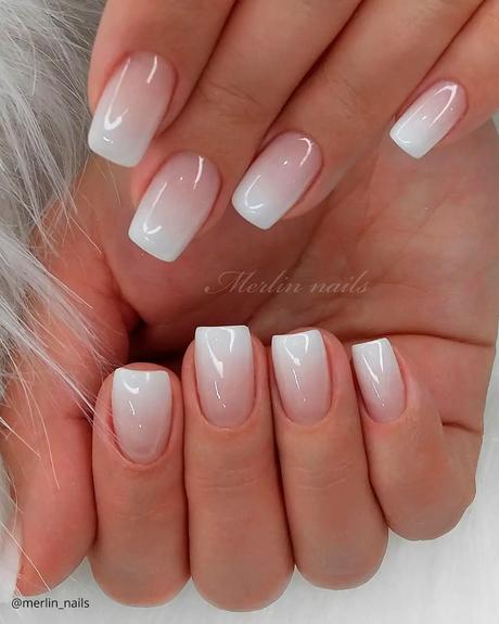 milky white nails ombre with pink merlin nails