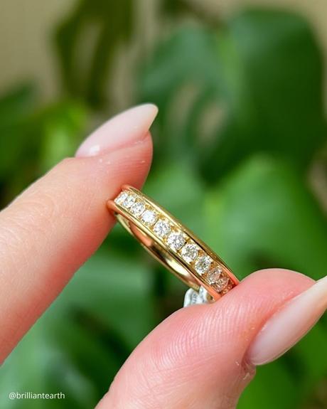 ethical engagement rings yellow gold ring with pave band diamonds brilliantearth