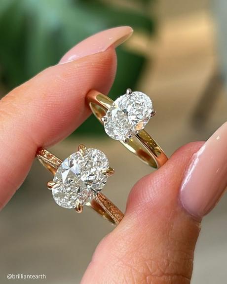 ethical engagement rings tho yellow gold rings with oval cut diamonds brilliantearth