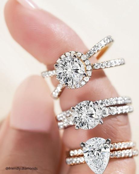 ethical engagement rings three stones on the finger with diamonds friendly.diamonds