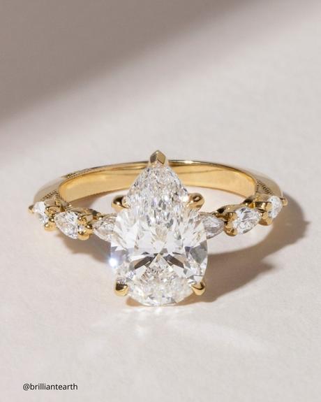 ethical engagement rings yellow gold ring with pear cut diamond brilliantearth