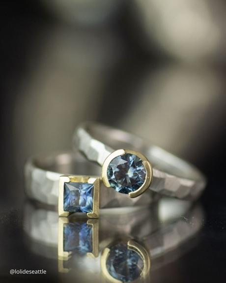 ethical engagement rings vintage moissanites and sapphire