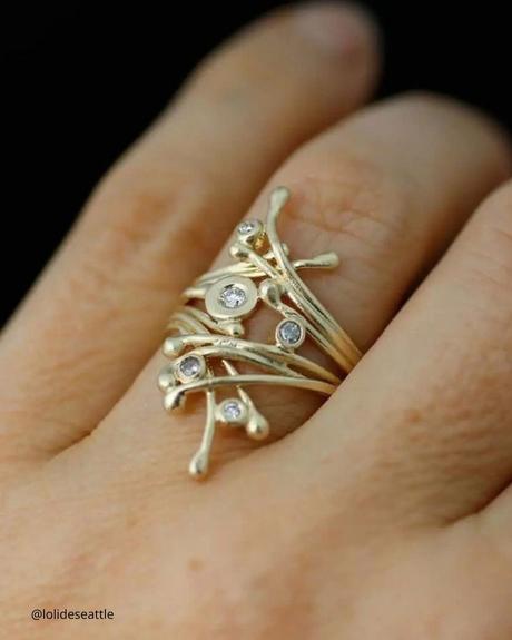 ethical engagement rings yellow gold ring winter branches design ring lolideseattle