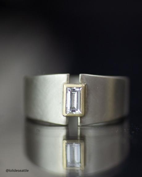 ethical engagement rings close up photo of platinum modern ring