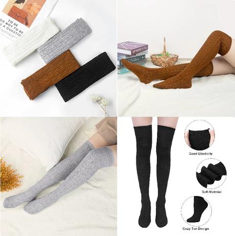 Cotton Long Over the Knee Socks Image: Thigh High Socks Cotton Long Over the Knee Socks