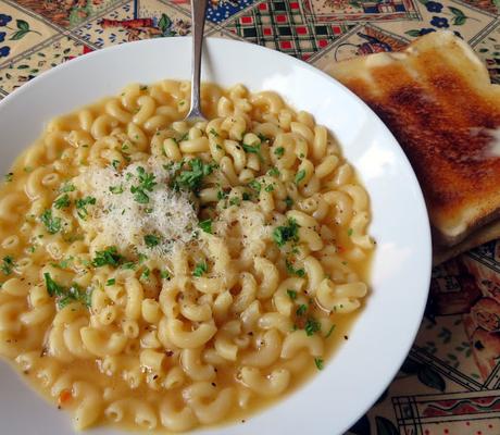 Pasta with Chicken Broth, Butter and Cheese