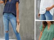 Dressy Neck Ruffle Sleeve Casual Flowy Shirts