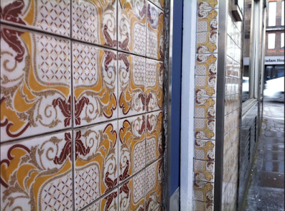 Gray's Inn Road – strange backward-facing houses, a water trough and another laundry (with fancy tiles)