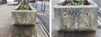 Gray's Inn Road – strange backward-facing houses, a water trough and another laundry (with fancy tiles)
