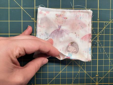 How I sew corner bookmarks Sewing a corner bookmark: use the turning gap to flip the whole piece right-side out.