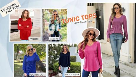 Image: Long Sleeve Pleated V Neck Top - S-2XL