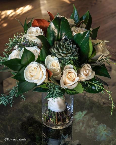 Enchanting Spring Wedding Bouquets: From Classic to Contemporary spring wedding bouquets bridal bouquet with greenery and succulents flowersbyjanie