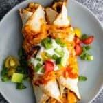 Vegetarian Enchiladas an overhead shot of vegetarian enchildas