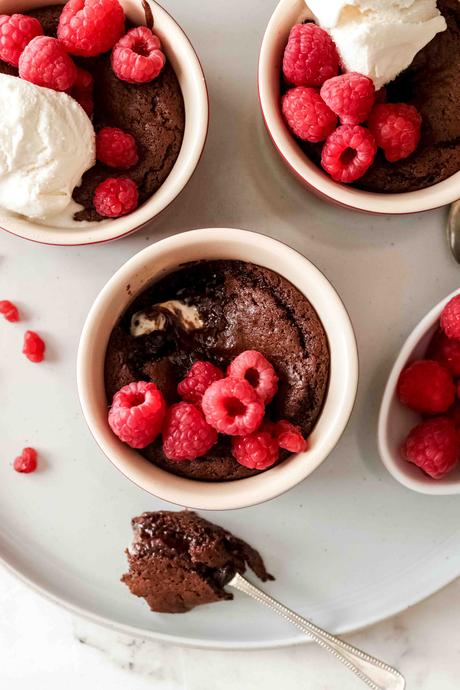 Triple chocolate molten brownie pots (Egg free) Triple chocolate molten brownie pots (Egg free)