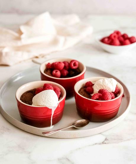 Triple chocolate molten brownie pots (Egg free) Triple chocolate molten brownie pots (Egg free)