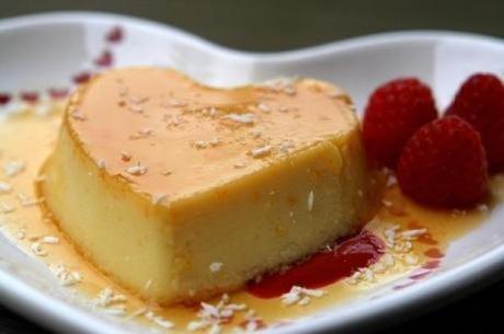 Coconut flan with orange caramel
