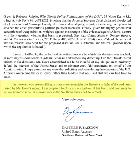 The Resignation Letter Danielle Sassoon Wrote To AG Bondi The Resignation Letter Danielle Sassoon Wrote To AG Bondi