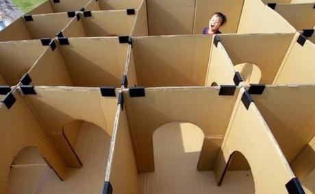 Maze Made From Cardboard Boxes
