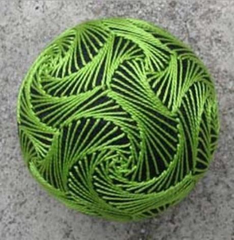 Green and Black Temari Ball