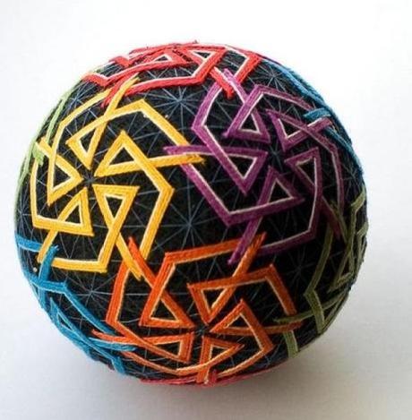 Multi-coloured Geometric Temari Ball