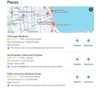 How Can Hospitals Increase Their Market Share Through SEO: Boost Your Hospital’s Marketing a screenshot of a Google map