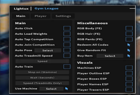 Lightux Roblox Gym League Scripts