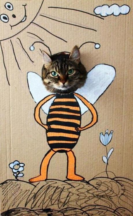Cat art in the style of a bee