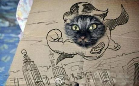 Cat art in the style of a Superman