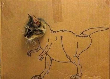 Cat art in the style of a dinosaur