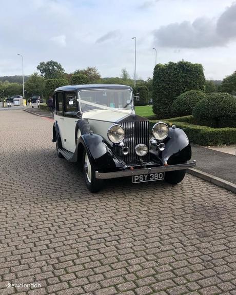 wedding car hire london premium retro car white with black with round headlights ewclondon