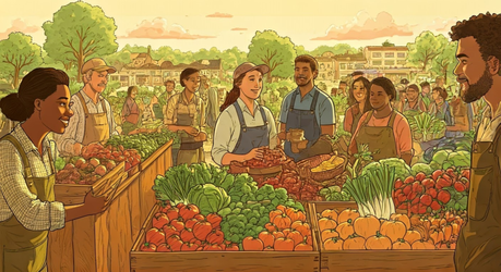 Community gathering for local food