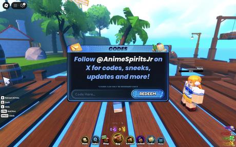 redeem codes in Anime Spirits Journey