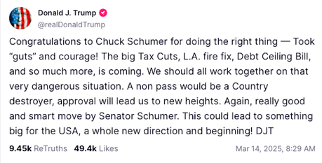 Schumer Demoralizes Democrats But Makes Trump Very Happy