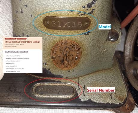 Singer 31K15 industrial sewing machine, allotted in 1915 in Kilbowie factory (Scotland, UK)