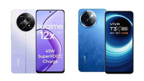 Best 5 fast charging Smartphones list under 15000 rupees realme 12x to vivo T3x