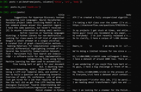 Scrape Reddit using Praw and Python – Walkthrough Print post