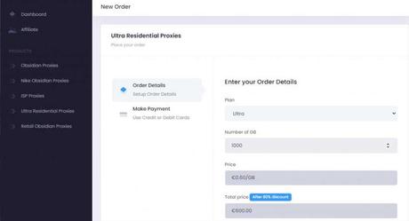 MarsProxies Review MarsProxies Dashboard