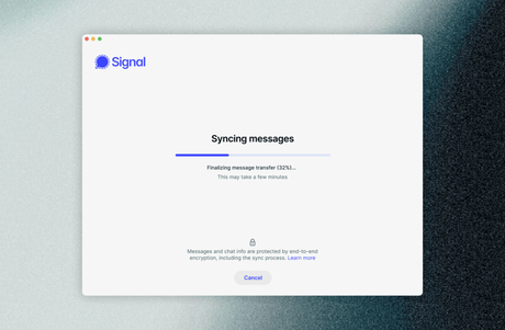 Signal Will Let Users Sync Old Messages With New Devices signal data transfer feature screenshort by signal