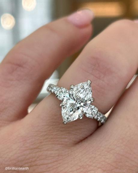 marquise engagement rings white gold three stone ring brilliantearth