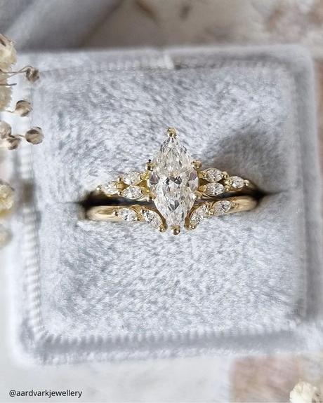 marquise engagement rings wintage yellow gold set with marquise cut diamond center stone aardvarkjewellery