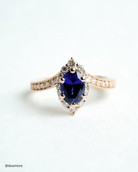 marquise engagement rings vintage yellow gold ring blue sapphire stone in halo doamore