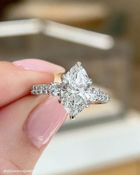 marquise engagement rings white gold pave band three stone ring alyssaannajewelry